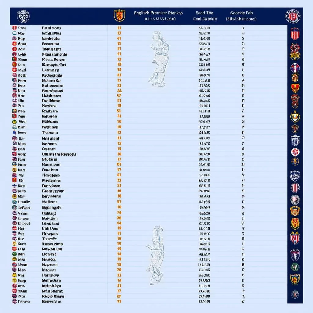 Bảng xếp hạng bóng đá Anh