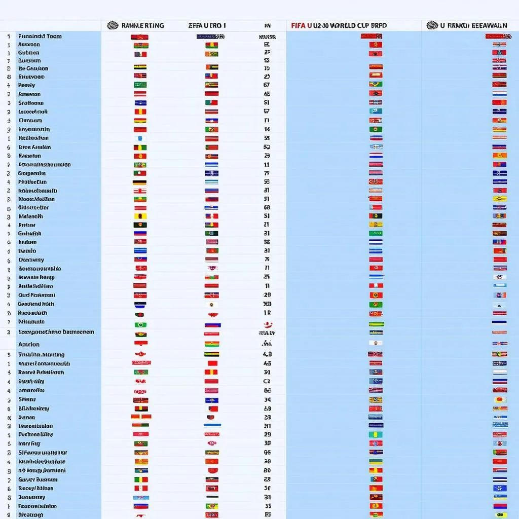 Bảng xếp hạng bóng đá World Cup U20