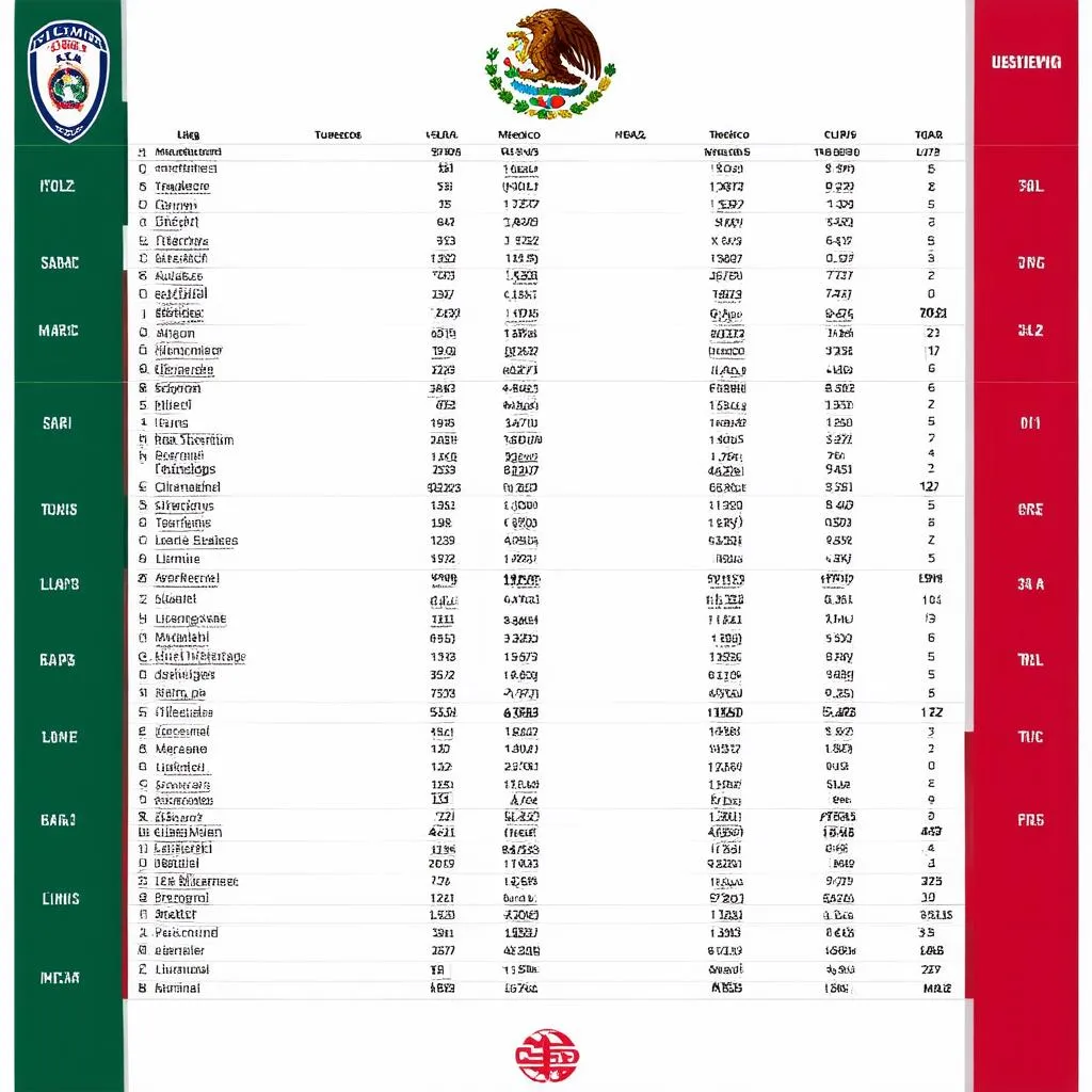 Bảng xếp hạng Liga Premier Serie A Mexico