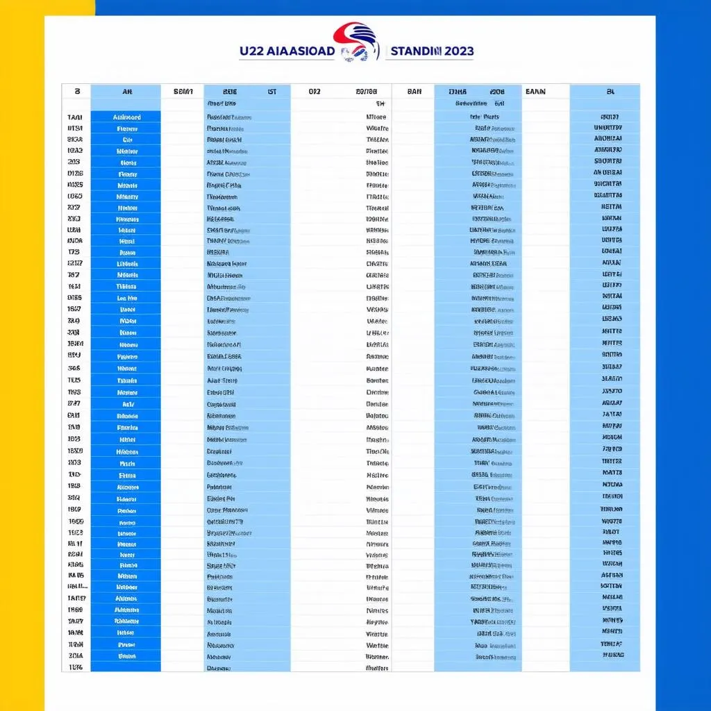 Bảng xếp hạng U23 Asiad 2023