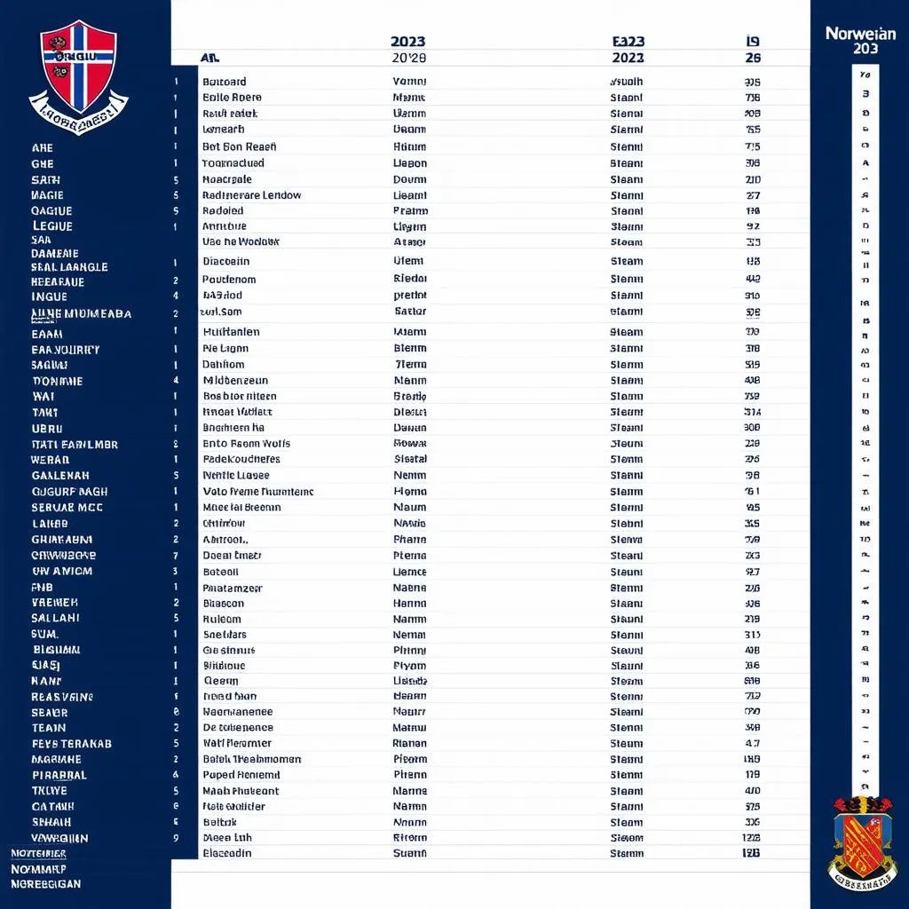 Bảng Xếp Hạng Na Uy 2023