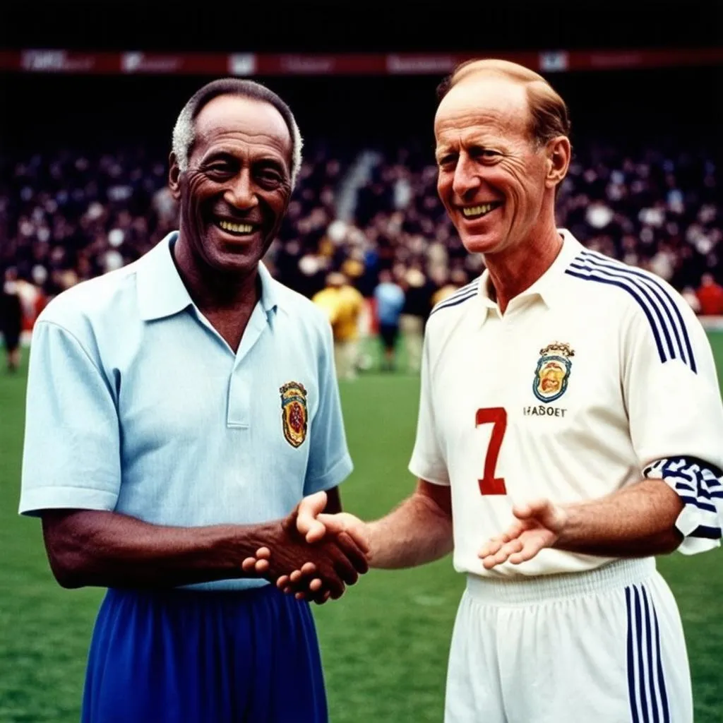 Pelé và Bobby Charlton