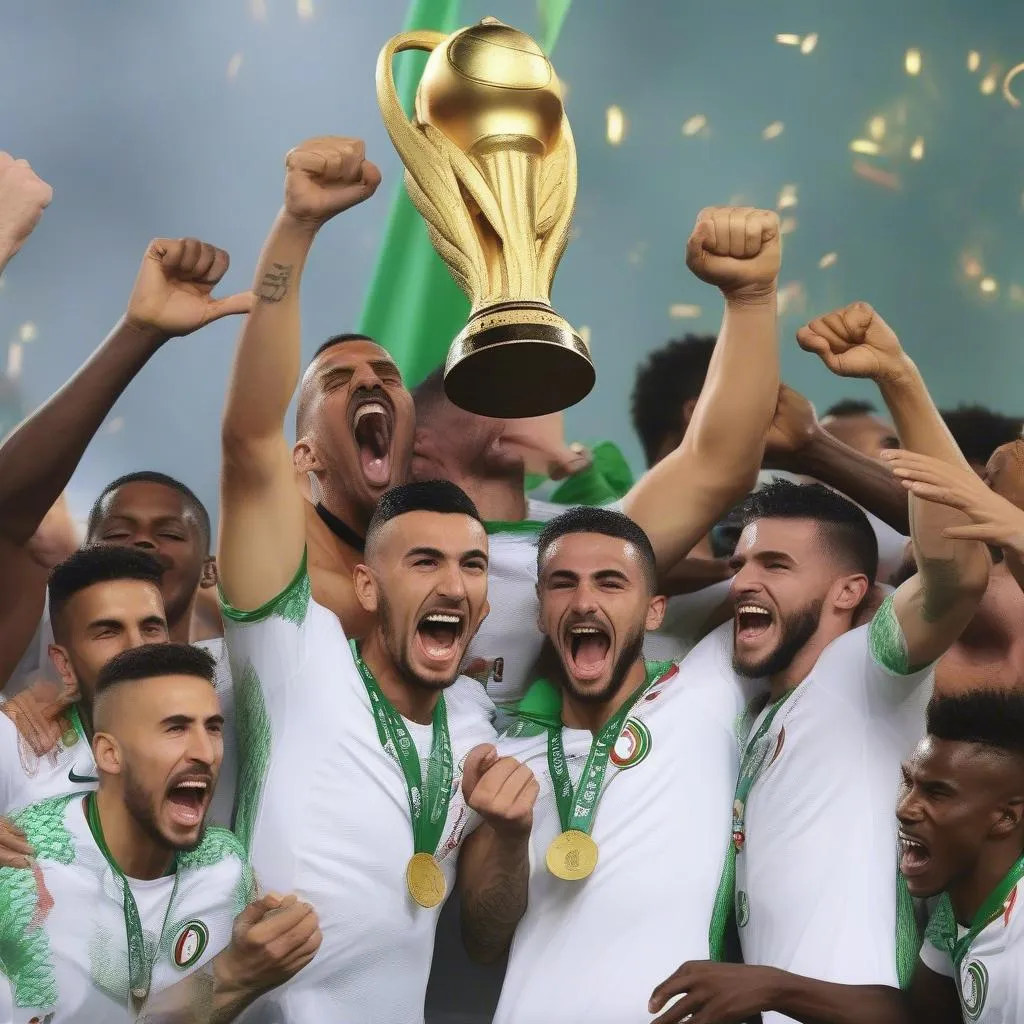 Hình ảnh Algeria nâng cúp vô địch AFCON 2019