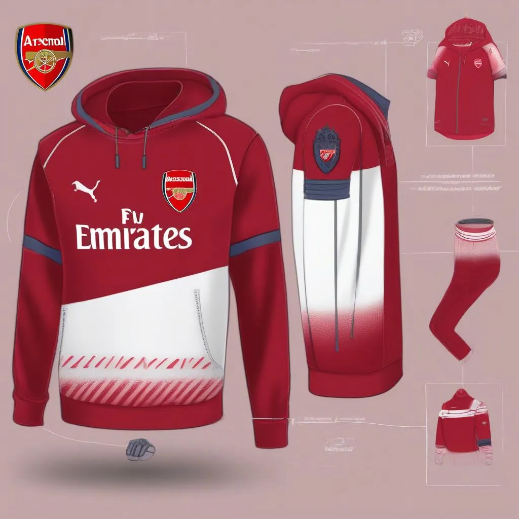 Áo khoác hoodie CLB bóng đá Arsenal màu đỏ