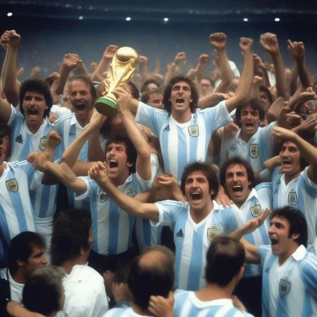 Đội tuyển Argentina ăn mừng chức vô địch World Cup 1986