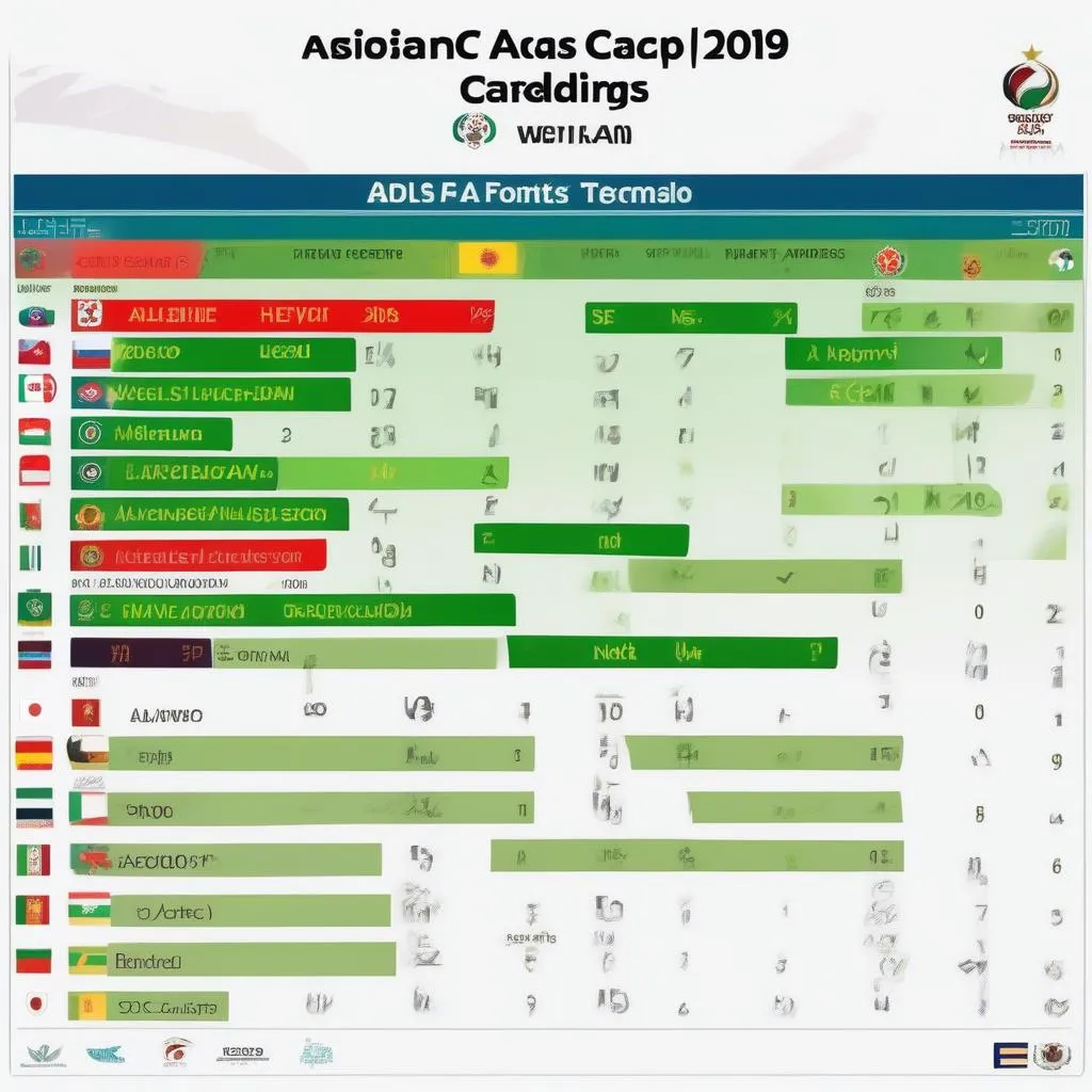 bảng xếp hạng afc asian cup 2019