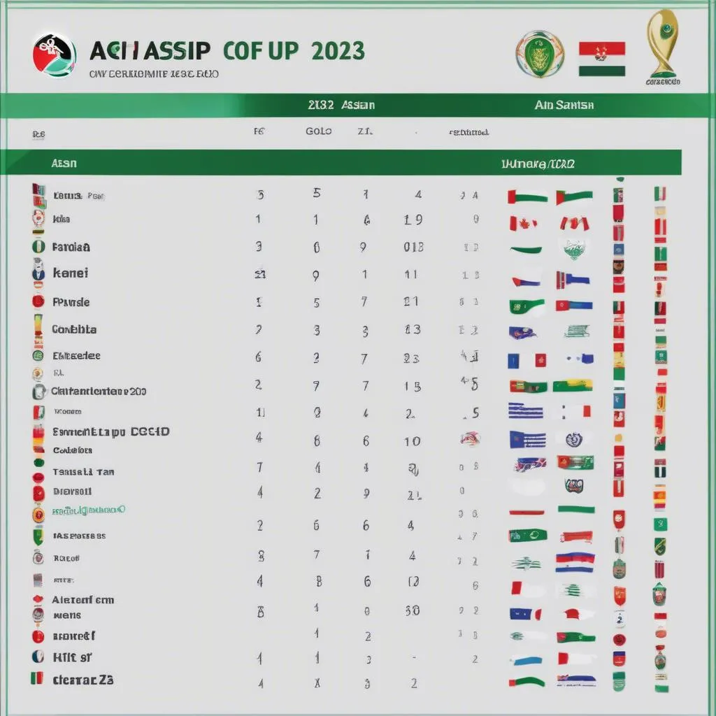 Bảng Xếp Hạng AFC Asian Cup 2023