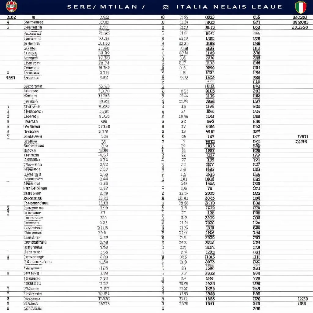 Bảng xếp hạng bóng đá Ý