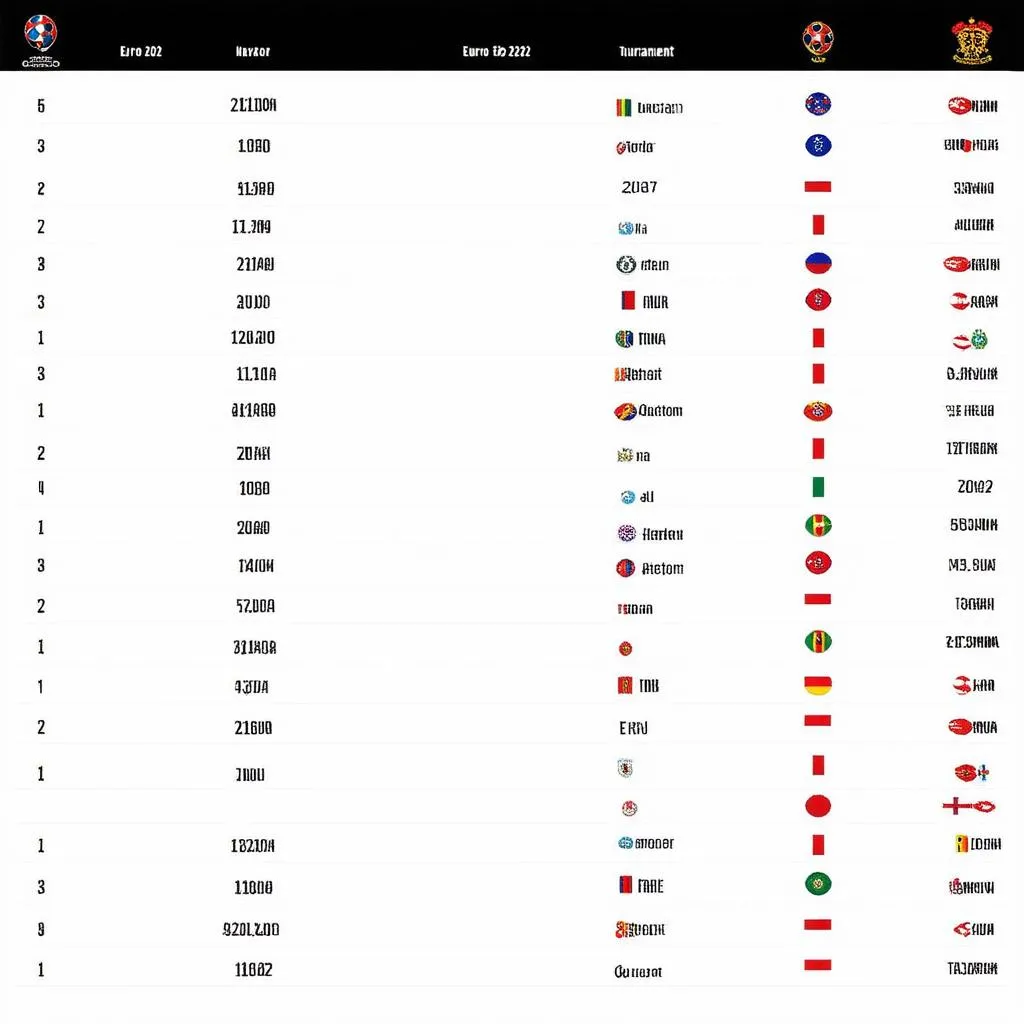 bảng xếp hạng euro 2022