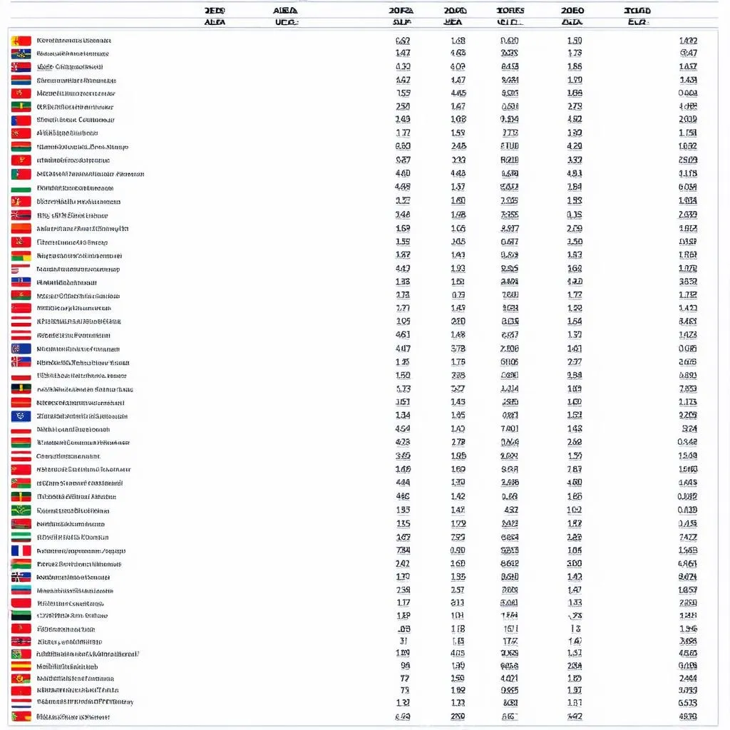 Bảng xếp hạng Euro