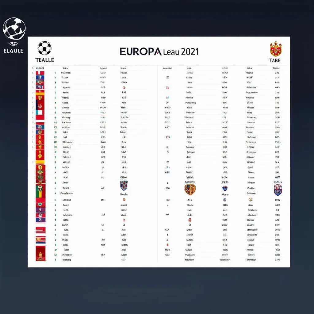 Bảng xếp hạng Europa League 2021