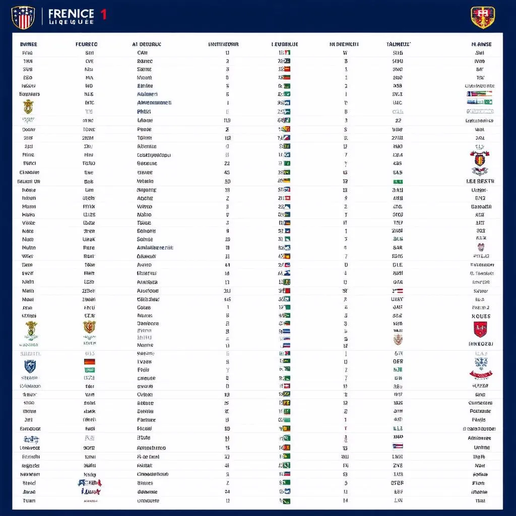 Bảng xếp hạng bóng đá Pháp Ligue 1