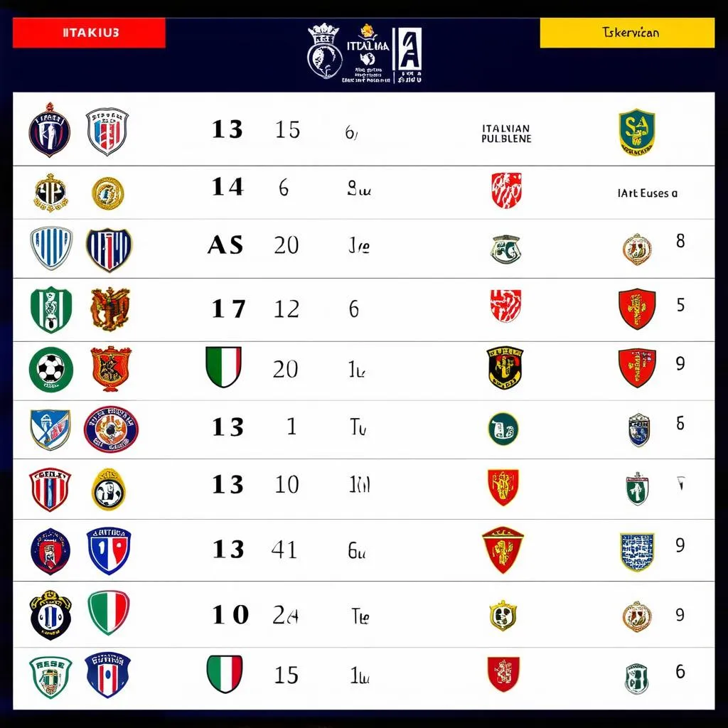 Bảng Xếp Hạng Serie A