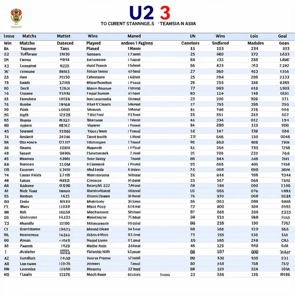 bảng xếp hạng u23 châu á