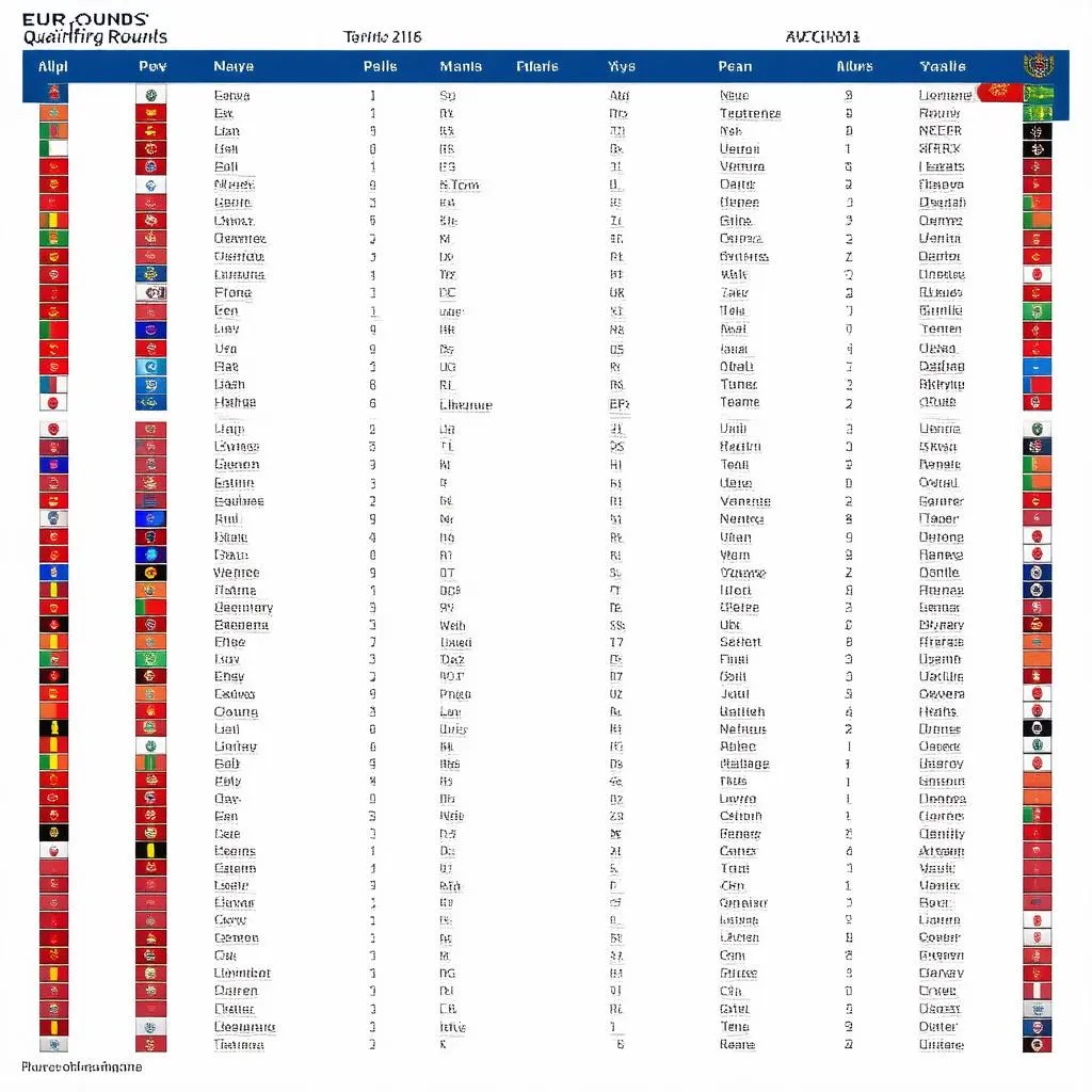 Bảng xếp hạng vòng loại Euro