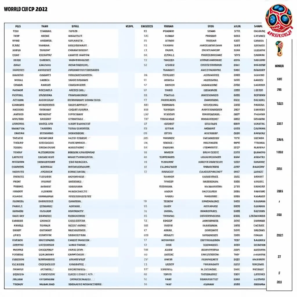 Bảng xếp hạng World Cup 2022