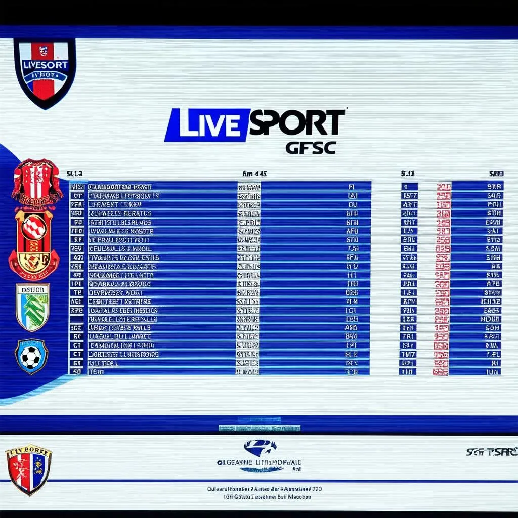 bảng xếp hạng bóng đá UC LIVESPORT GFTSC