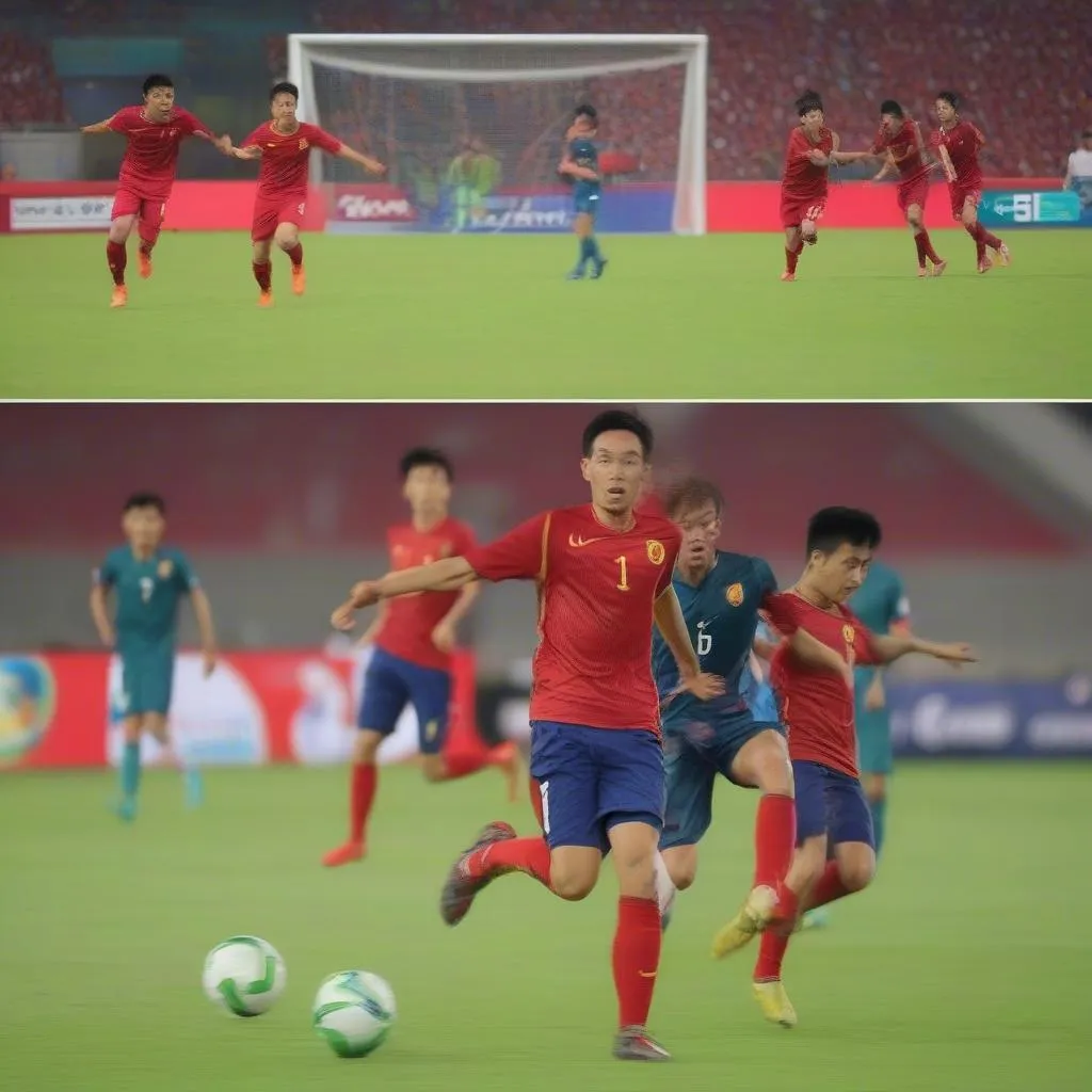 Hình ảnh cầu thủ Việt Nam thi đấu tại Asian Cup