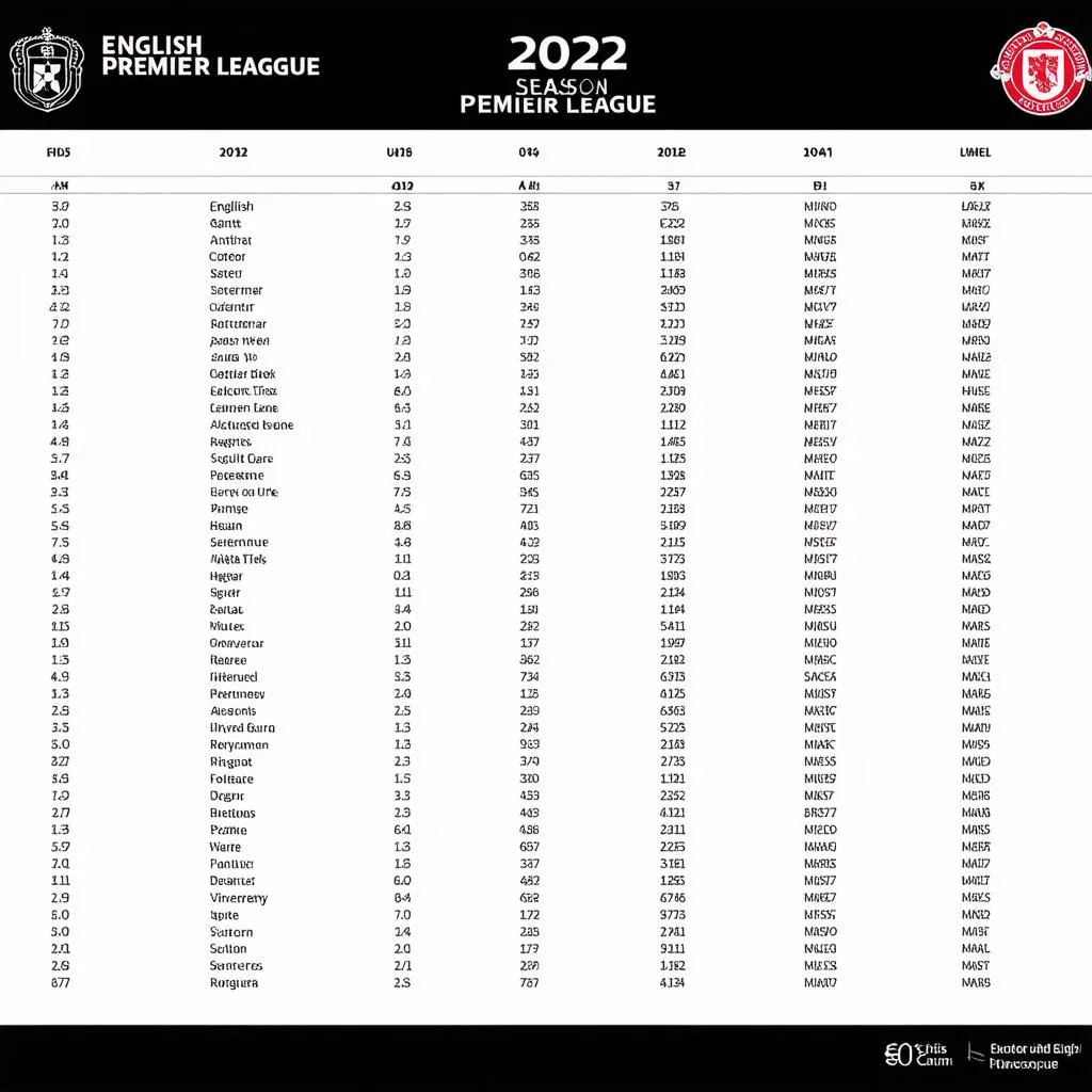 Bảng xếp hạng EPL 2022