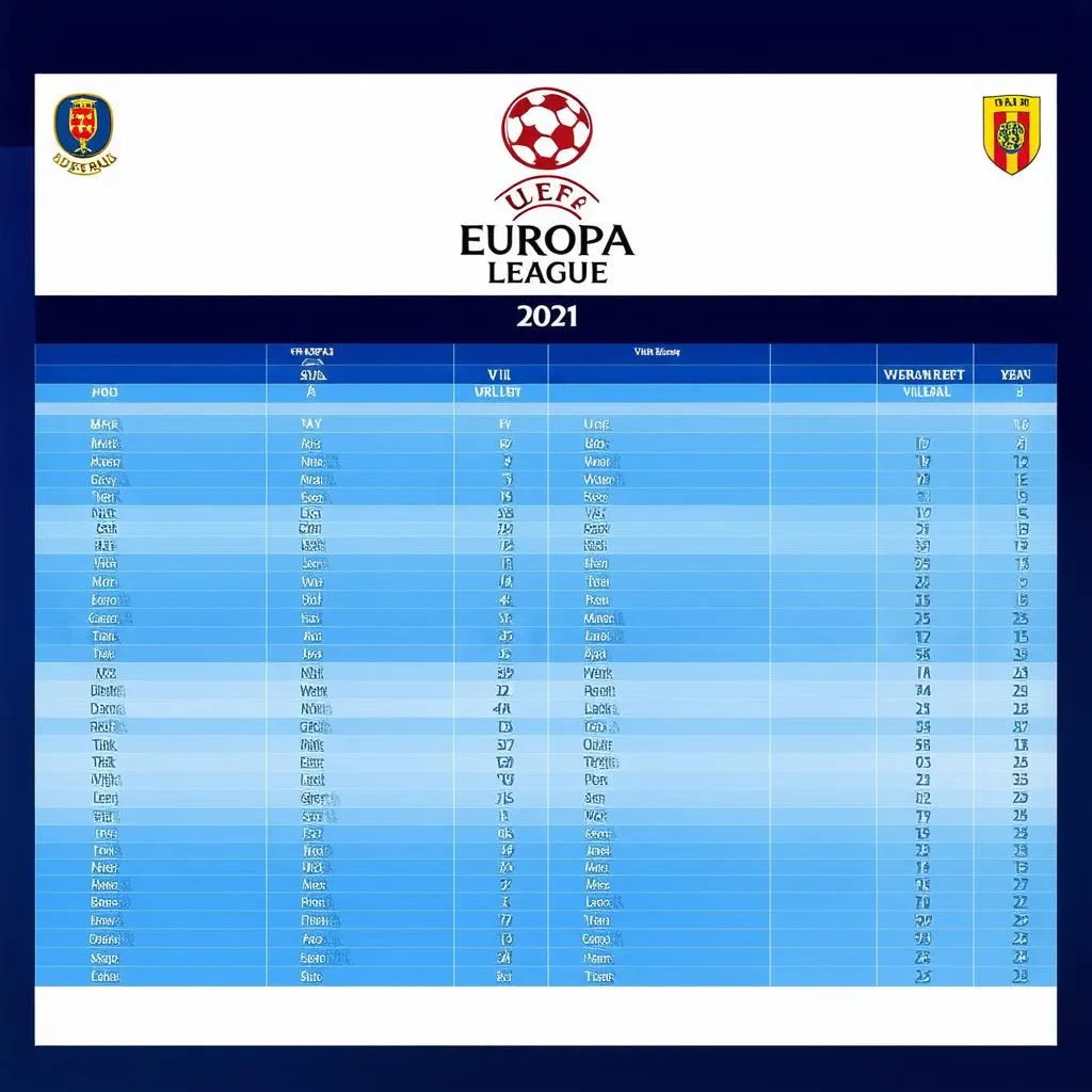 Bảng xếp hạng Europa League 2021