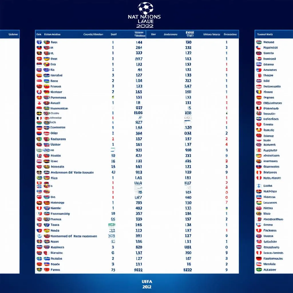 Bảng xếp hạng UEFA Nations League 2022