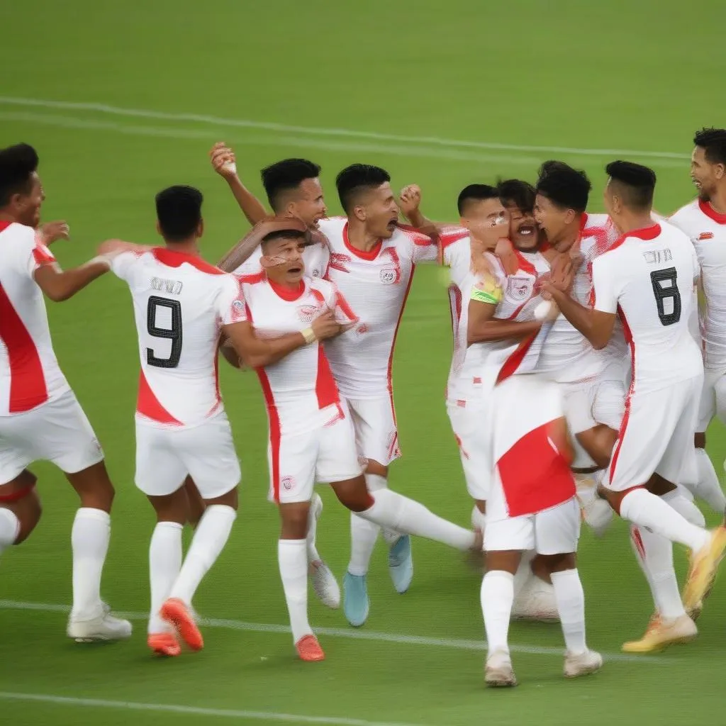 Các cầu thủ Peru trong áo đấu World Cup 2018