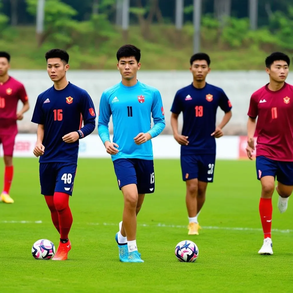 Các cầu thủ U23 Việt Nam tập luyện AFC U23 Asian Cup