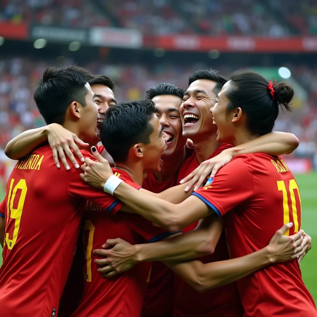 Vietnamese players celebrating their victory