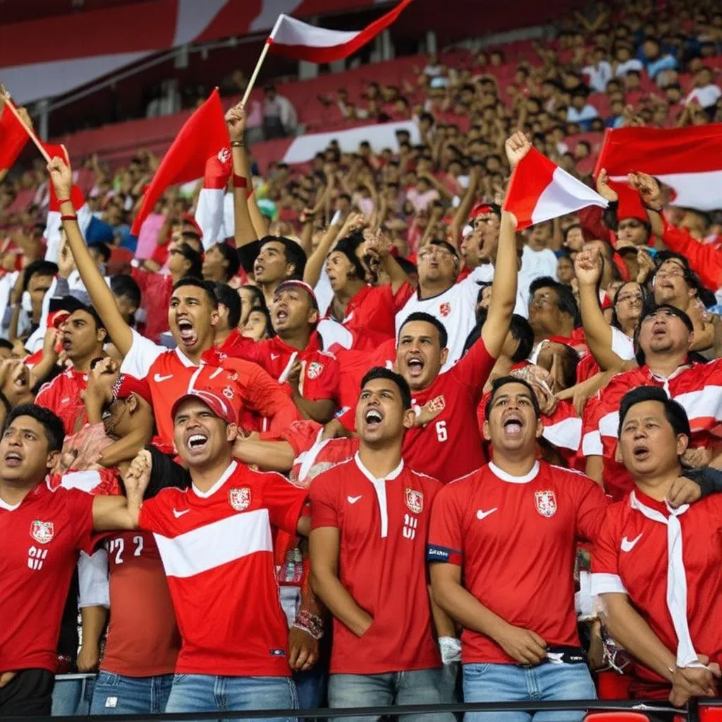 Peruvian fans cheering for their team