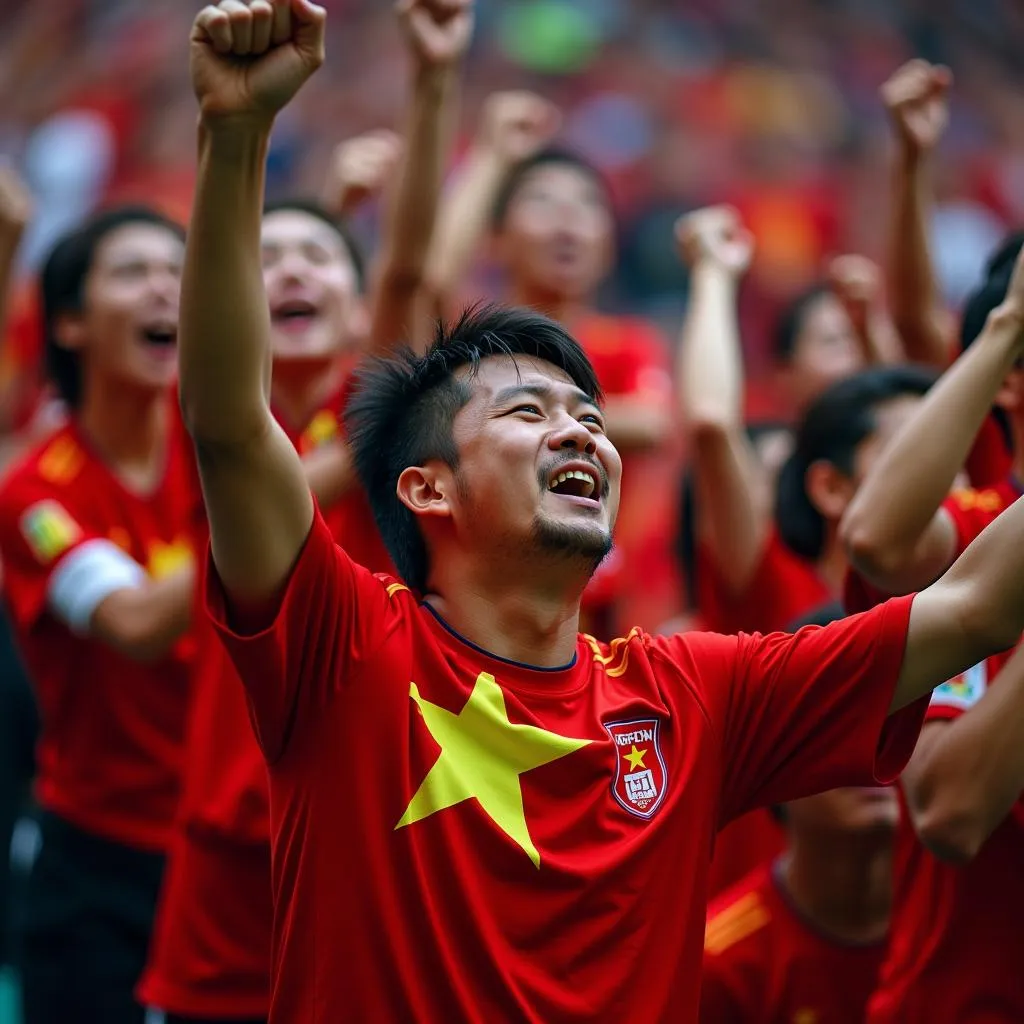 Vietnamese Fans Cheering for the National Team