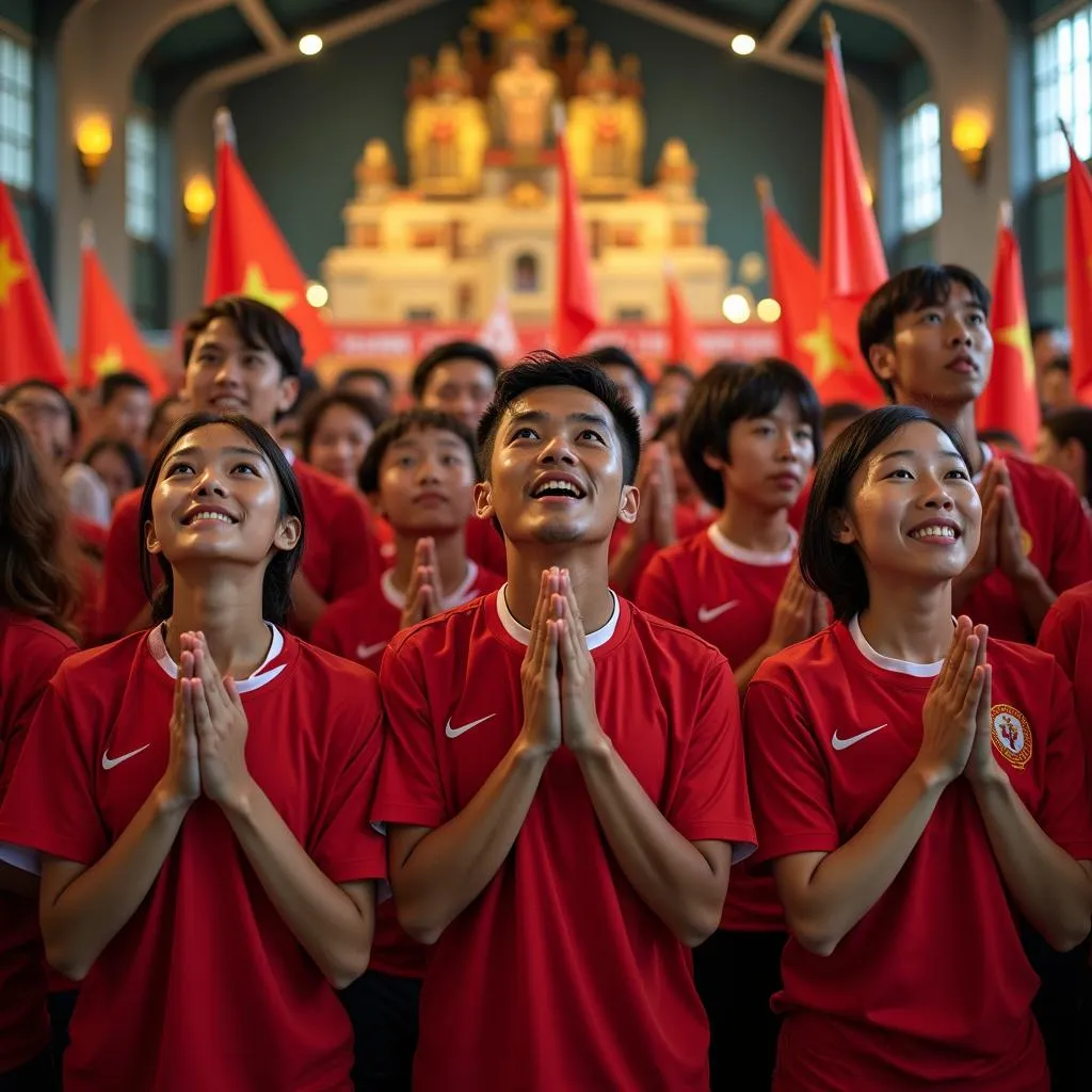 Người hâm mộ cầu nguyện cho đội tuyển