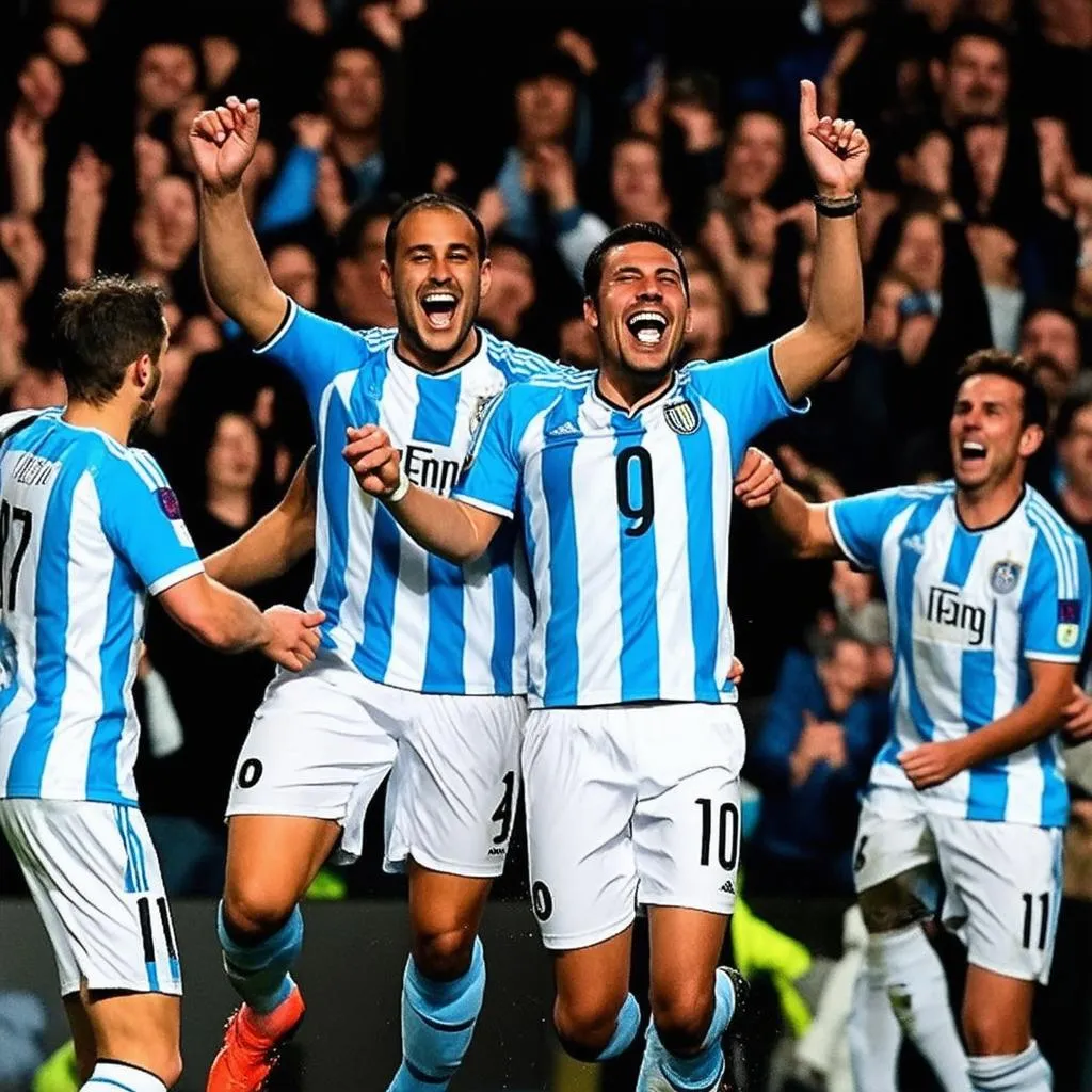 Argentina players celebrating a goal