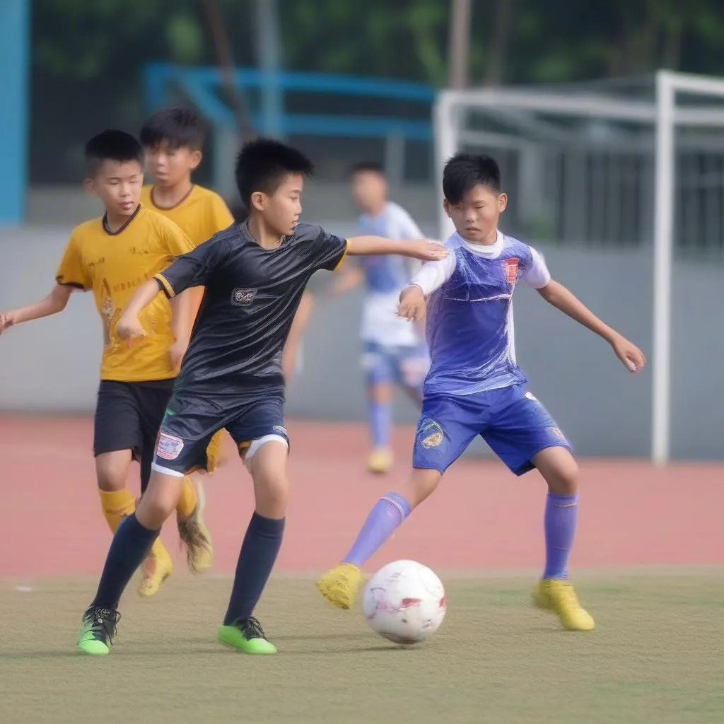 Young players demonstrating their skills and passion during a match