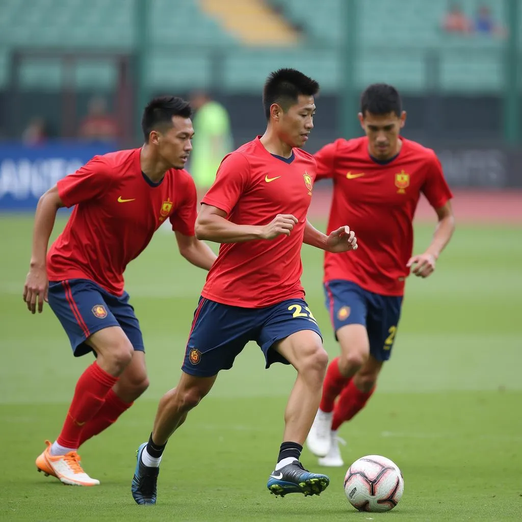 Vietnamese Players Training for Asian Cup