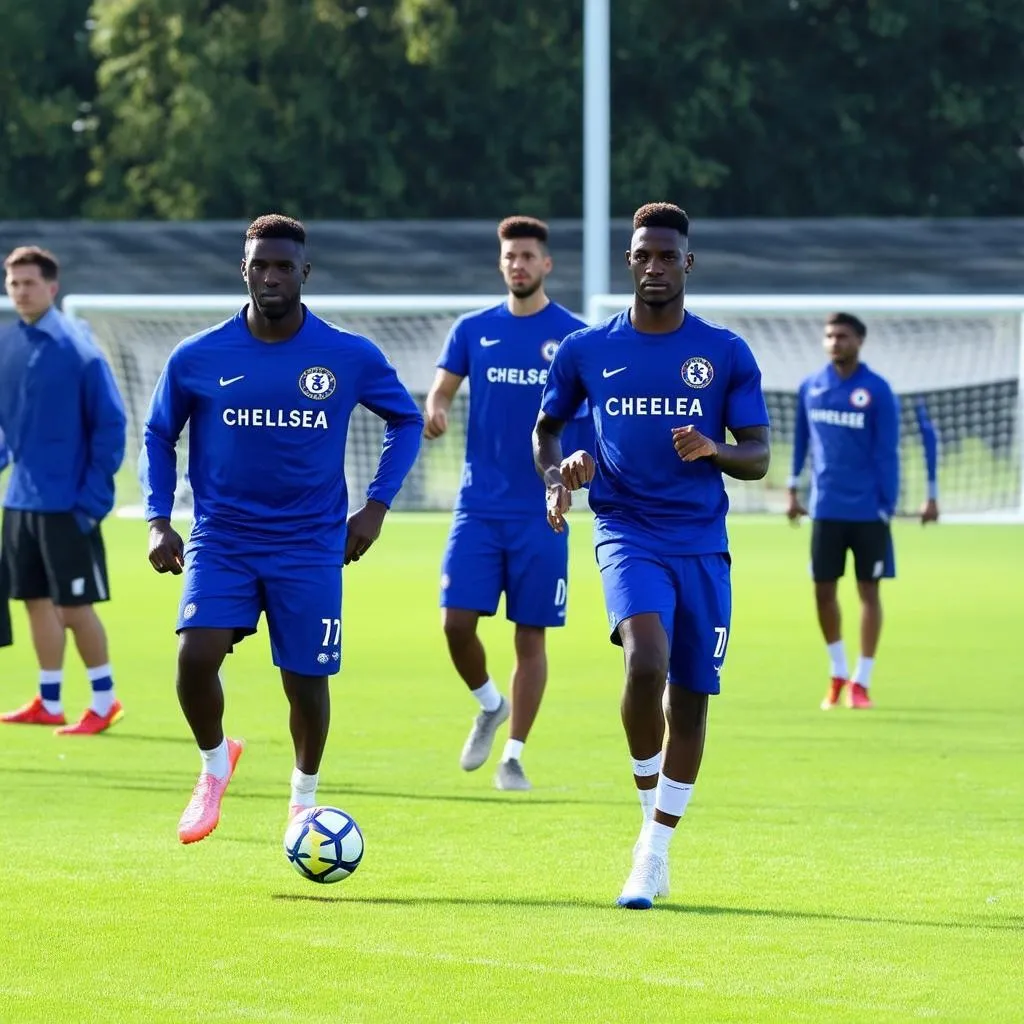 Cầu thủ Chelsea tập luyện