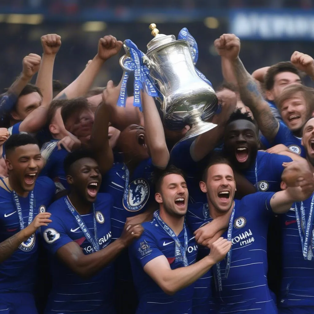 Chelsea celebrates FA Cup trophy in 2017