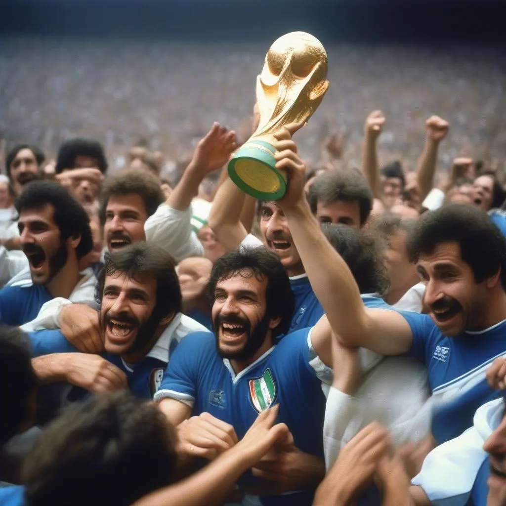 Cầu thủ Ý ăn mừng chức vô địch World Cup 1982