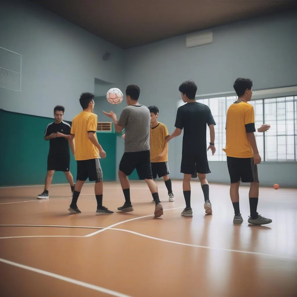 Hình ảnh CLB Futsal Đại học Luật đang tập luyện