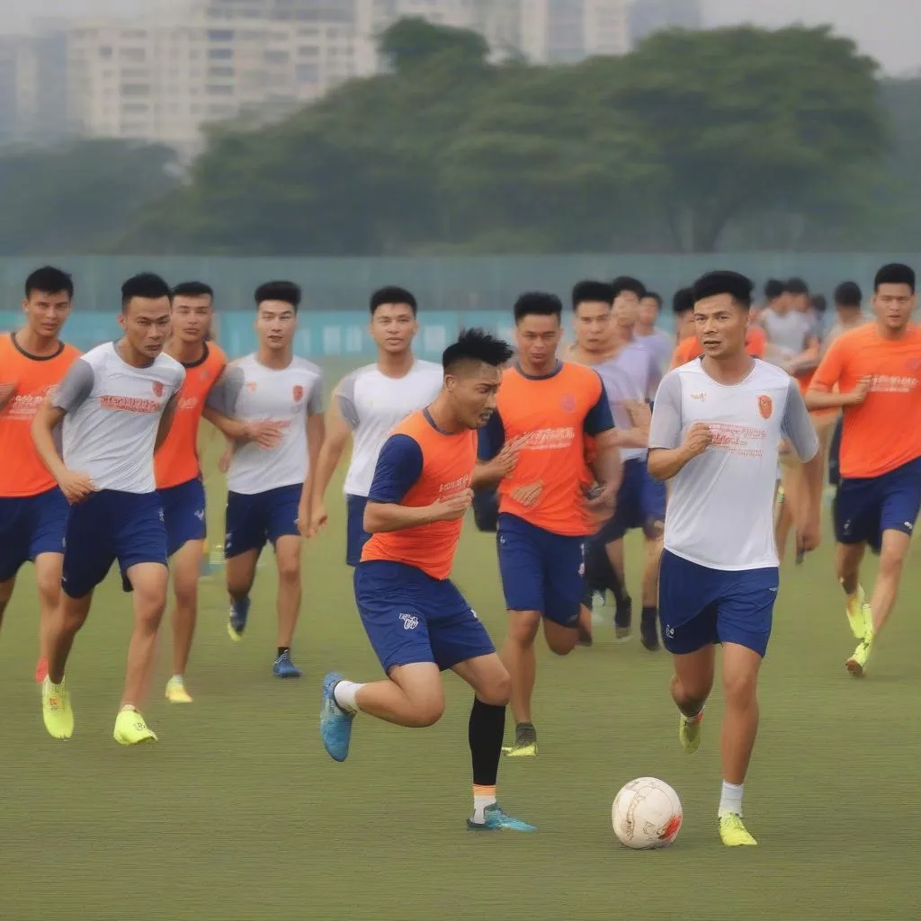 CLB Hà Nội tập luyện chuẩn bị cho vòng 13 V-League