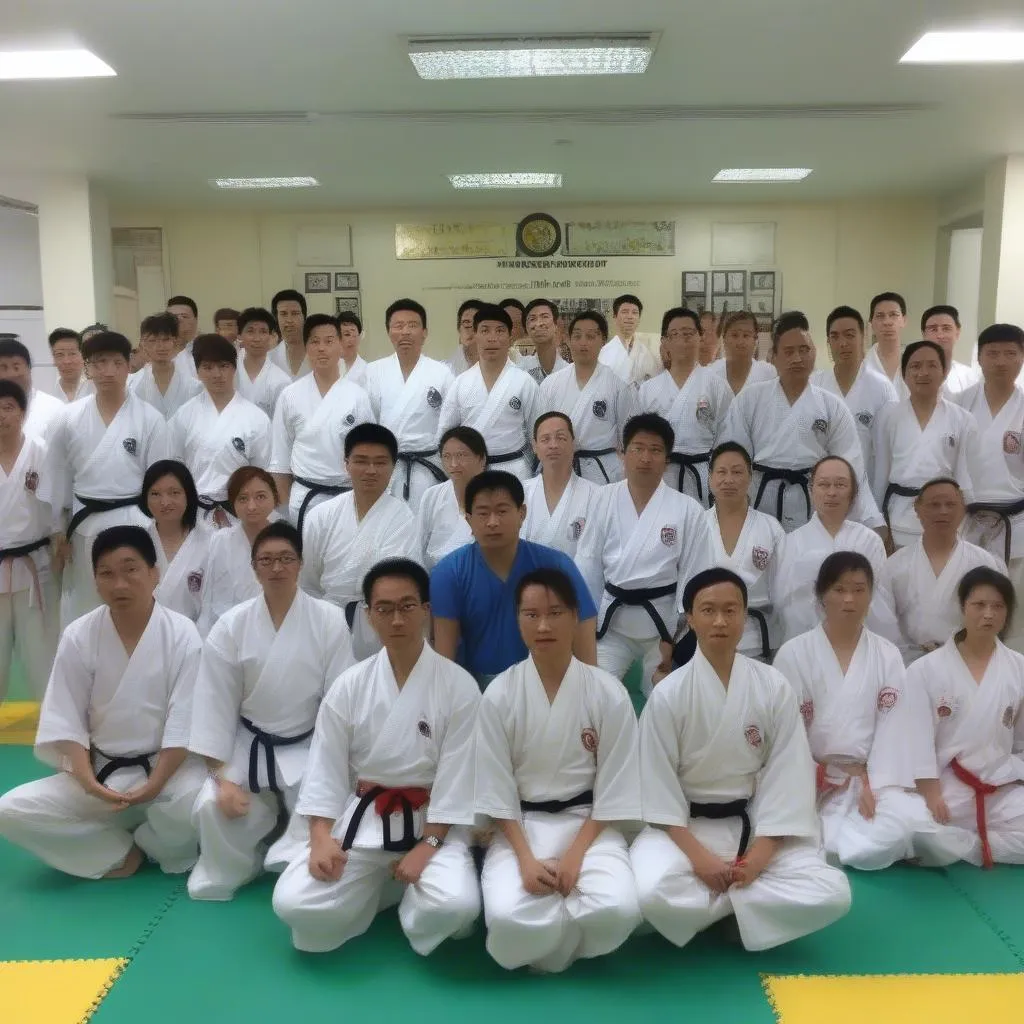 Hình ảnh CLB Karate-do Trường Đại học Tôn Đức Thắng trong buổi tập luyện đầu tiên