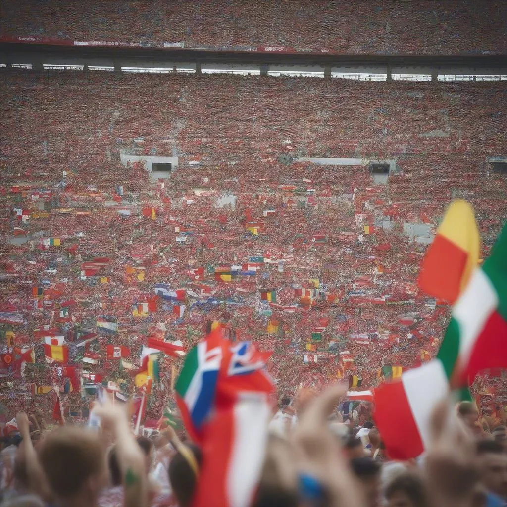 Cờ World Cup trên khán đài