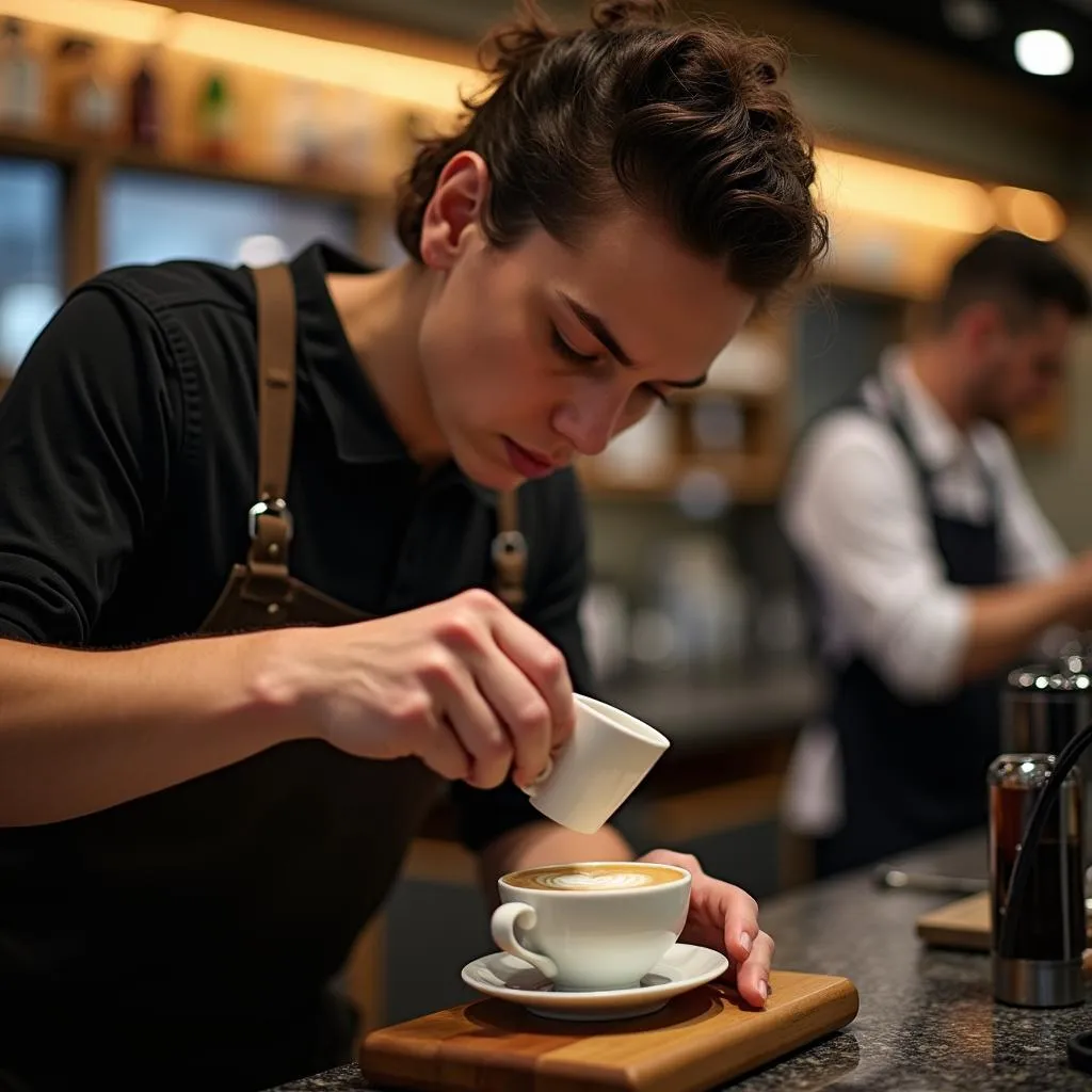 Barista tham gia cuộc thi pha chế cà phê