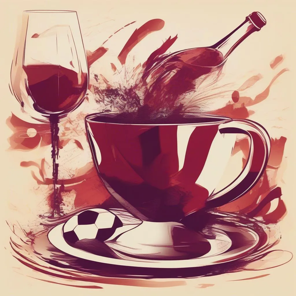 Hình ảnh cup of wine vector về bóng đá thể hiện pha bóng đẹp