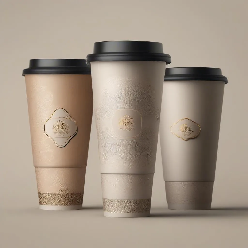 Hình ảnh mô phỏng ly giấy trà sữa sang trọng, mockup cup paper với thiết kế tinh tế