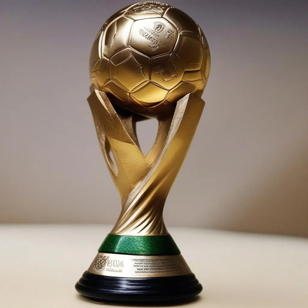 Cúp World Cup có dòng chữ &quot;FIFA World Cup&quot; khắc bên trong