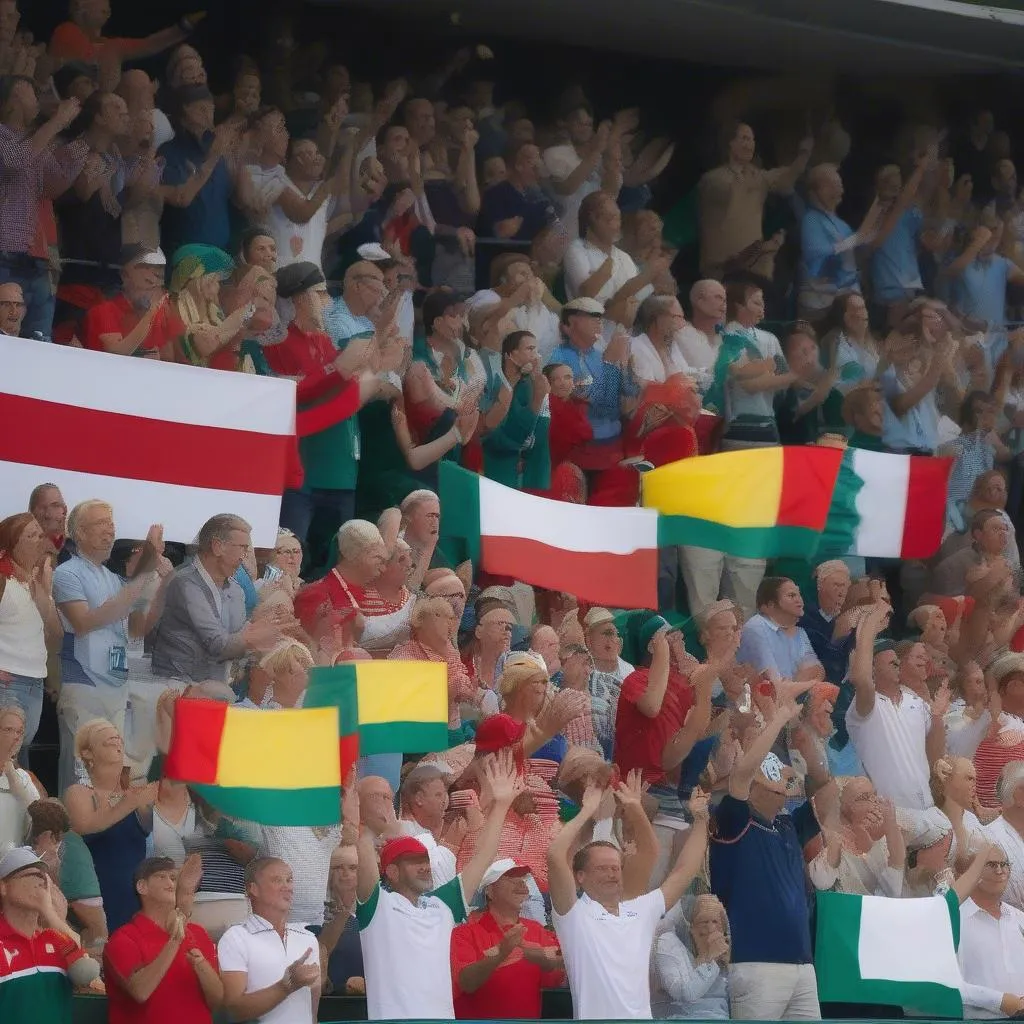 Fans cheering during a Davis Cup 2020 match