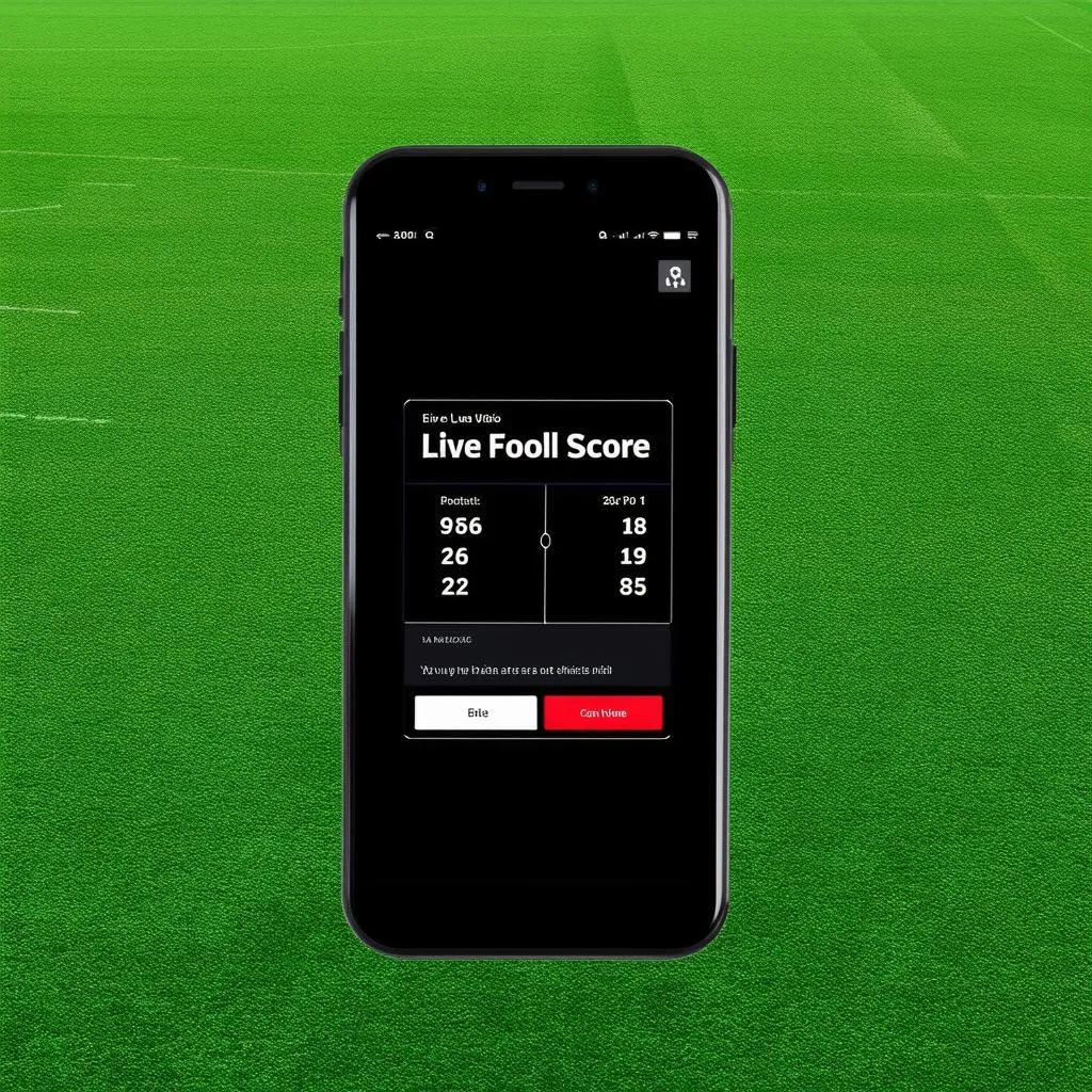 Smartphone showing live football score