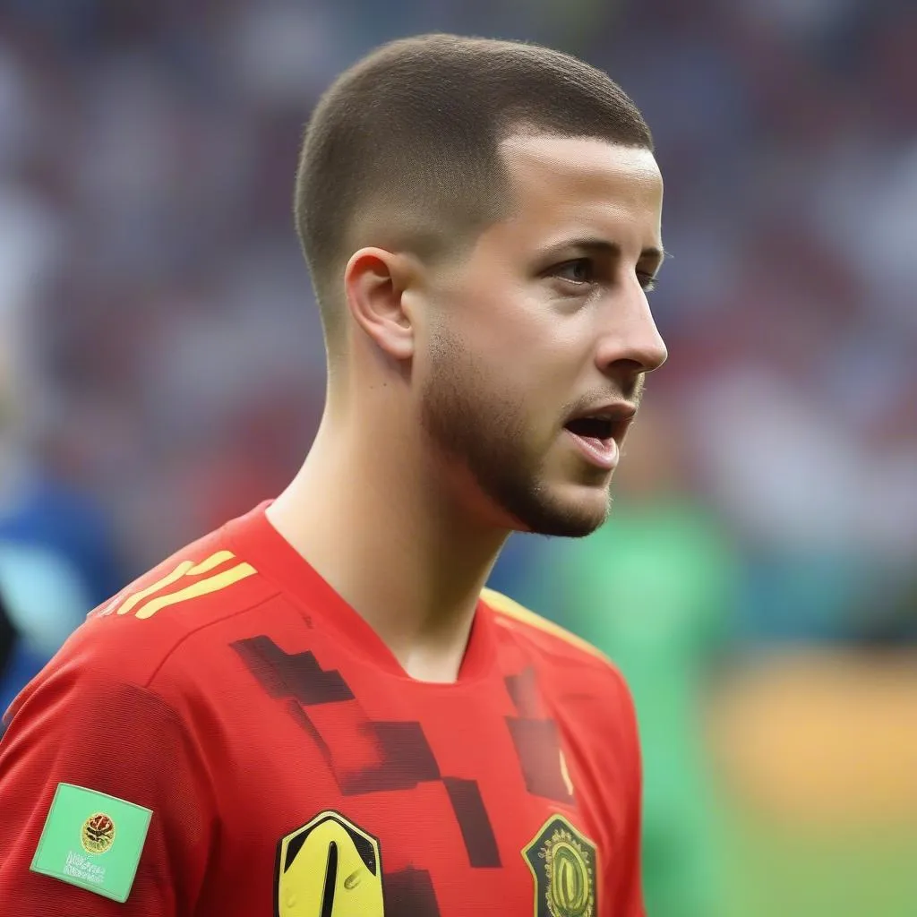 Eden Hazard trong trận đấu bán kết World Cup 2018 với Pháp