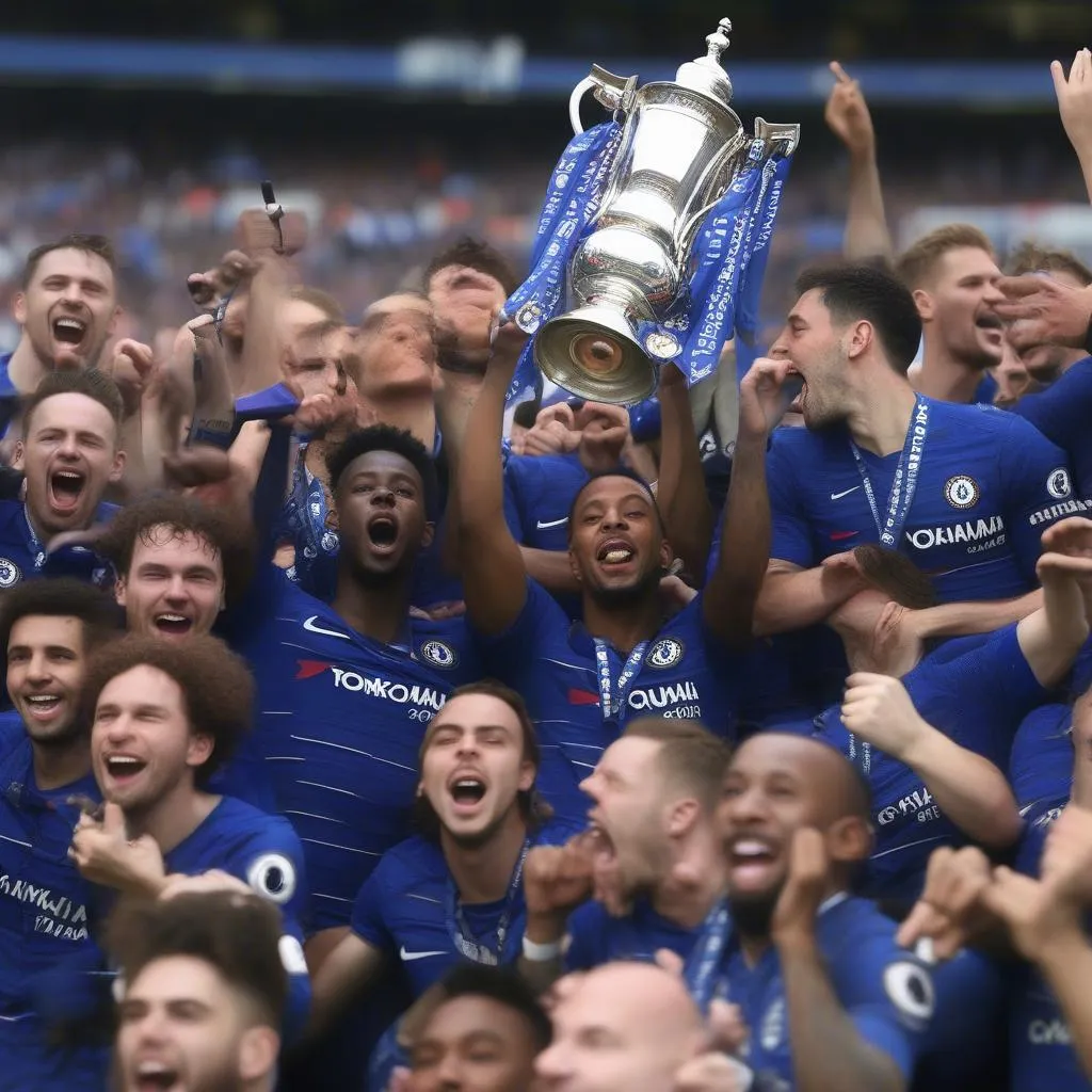 Chelsea ăn mừng chức vô địch FA Cup 2017-18