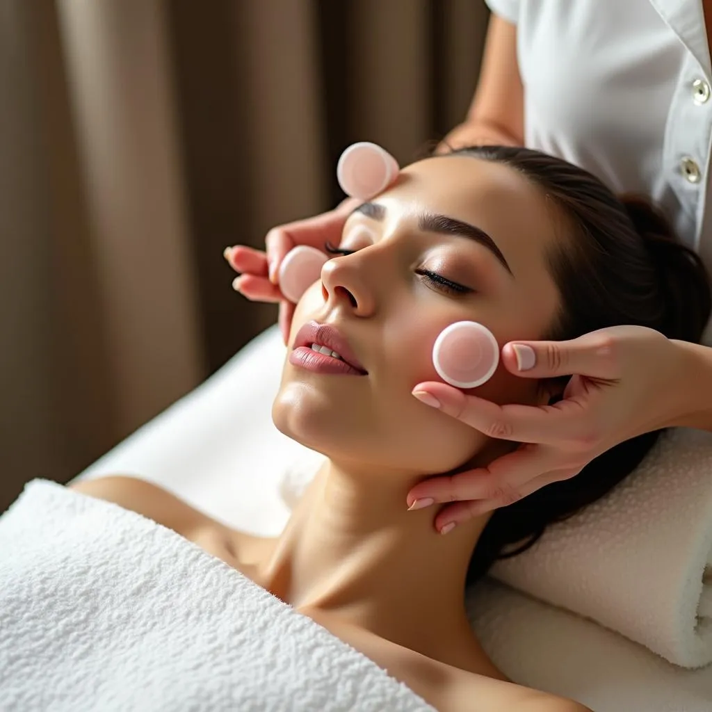 Facial cupping treatment in a spa setting